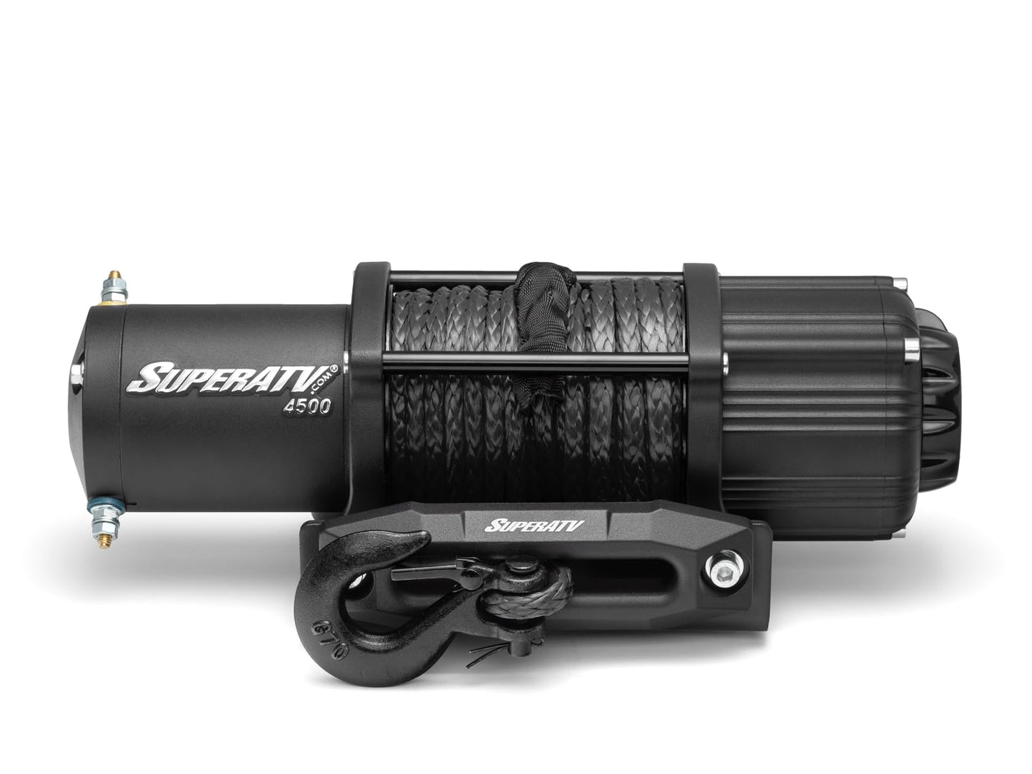 SuperATV 4500 lb Winch For UTV/ATV | Complete Black Ops Winch Kit | Waterproof Seals And Solenoid | 1.3 HP Motor | 166:1 Gear Ratio