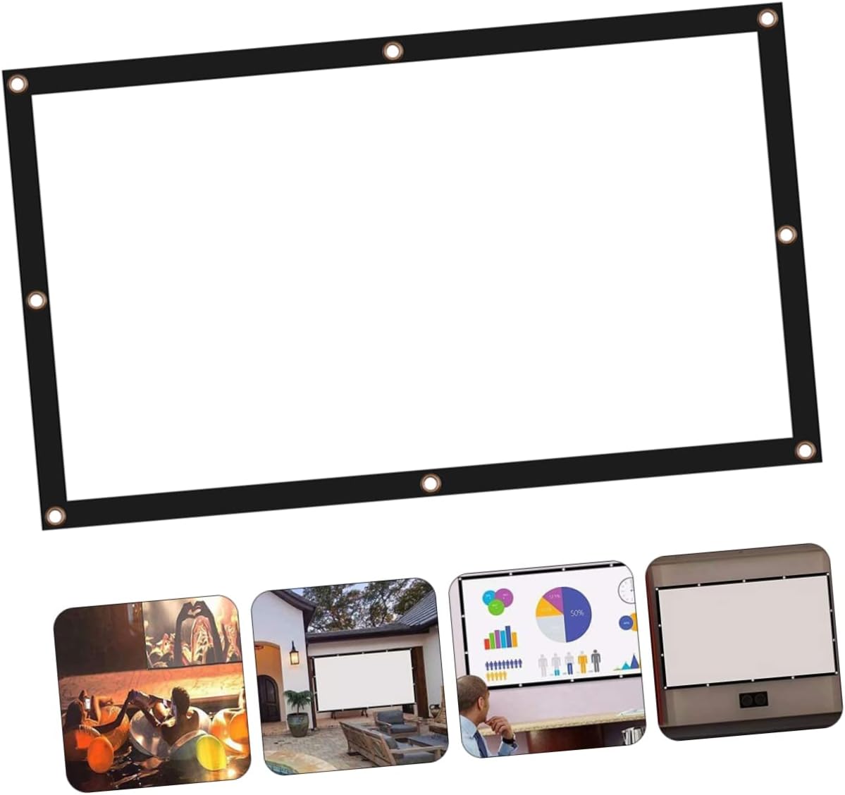 LALAFINA Foldable Polyester Projector Screen - Portable for Indoor & Outdoor Use