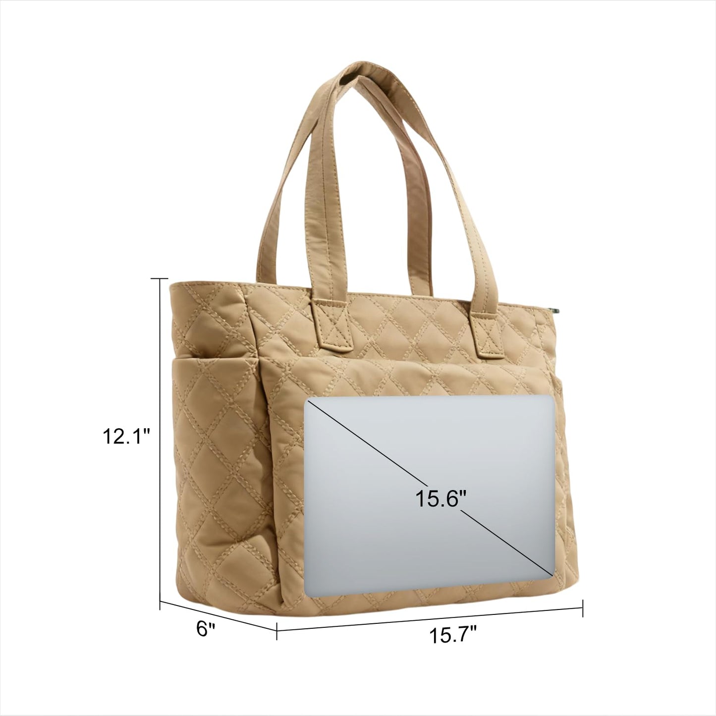 TRIOBASE Tote Bag for Women,Lightweight Quilted Handbag with Compartments,Puffer Shoulder Tote Bag with Zipper for Work,Travel,Gym