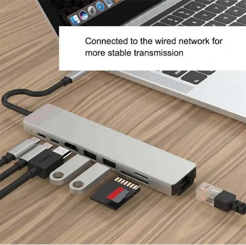 Generic 8 1 4K@60Hz, RJ45 Ethernet,100W 2 USB C Hub Docking Station, in Type C Hub USB C Dongle with HDMI Power