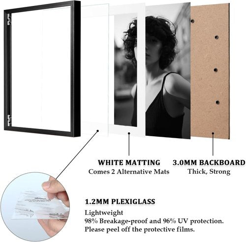 Egofine 8x10 Aluminum Picture Frame - Versatile Display for 4x6, 5x7, or 8x10 Photos | Black Finish