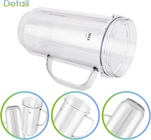 Magic Bullet Blender Cups - 5-Piece Set with 22oz Tall Cup, Flip-Top Lid & Cross Blade