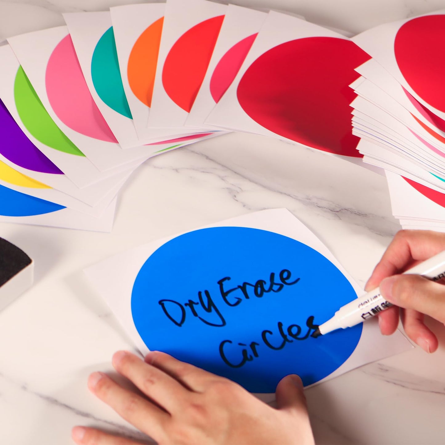 40 Pieces Dry Erase Circle Dots, 6 Inches Multicolor Vinyl Line Up Spots Self Adhesive Classroom Floor Stickers for Preschool Kindergarten Elementary Teachers