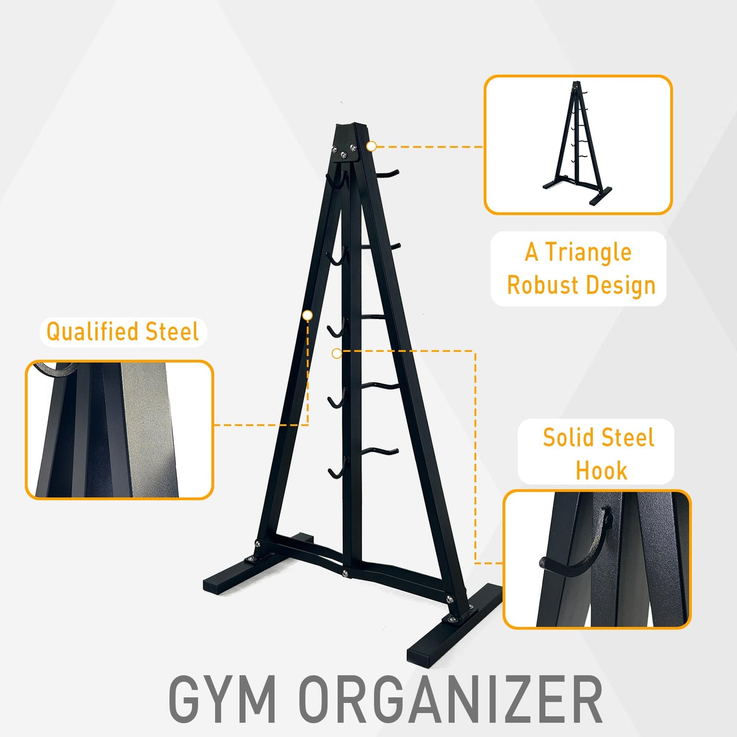 BLUSLM Wall Mounted Lat Pull Down Bar Organizer with Hooks, Home Gym Storage Rack for Lat Pulldown Attachments, Cable Attachments Rack for Gym Accessories (Cable Attachment Rack3)