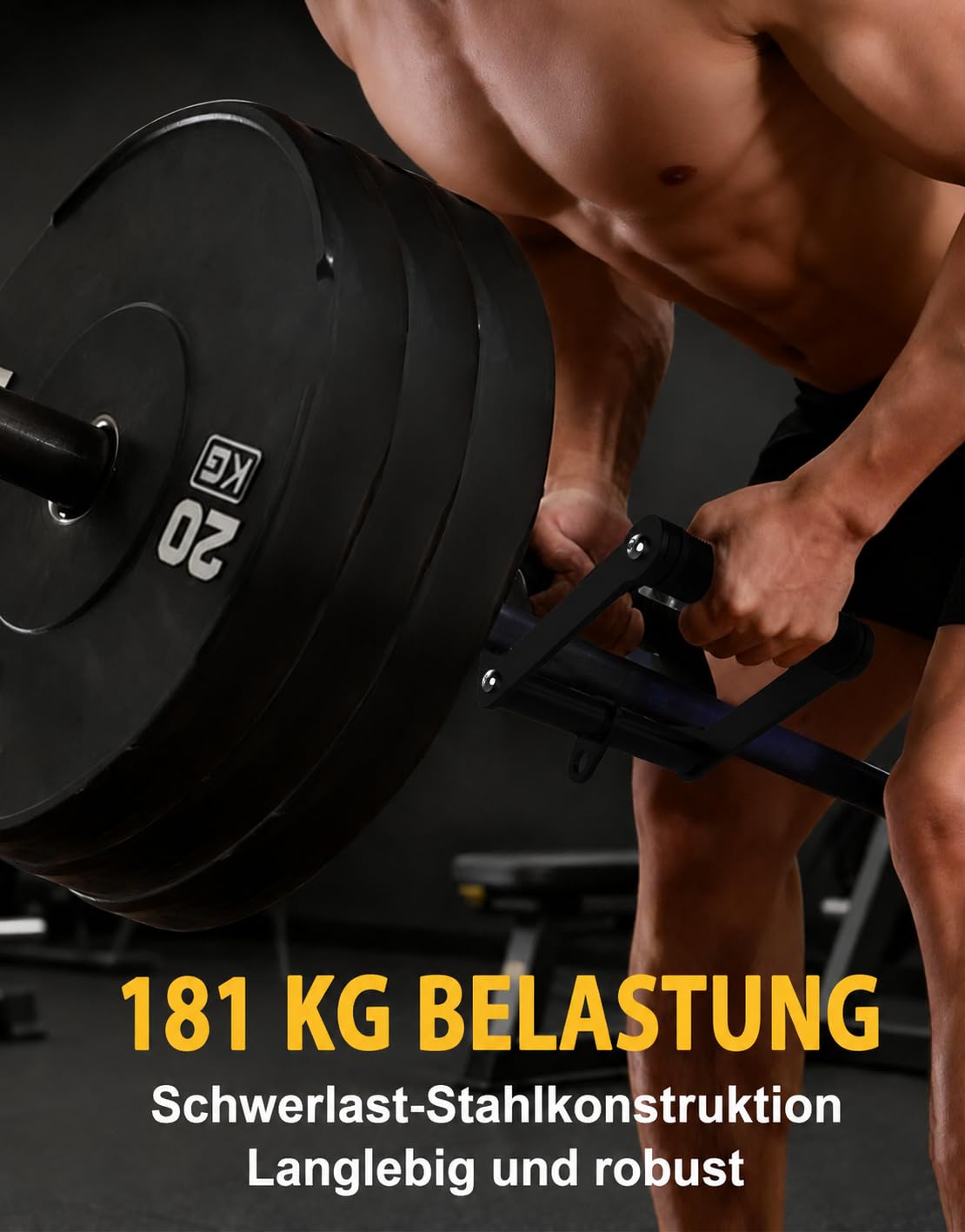 Fit4Fun Double D Row Handle Cable Attachment, Non-Slip Rubber Grip V Bar for Gym Cable Machine, Heavy Duty Row Handle for Back Training
