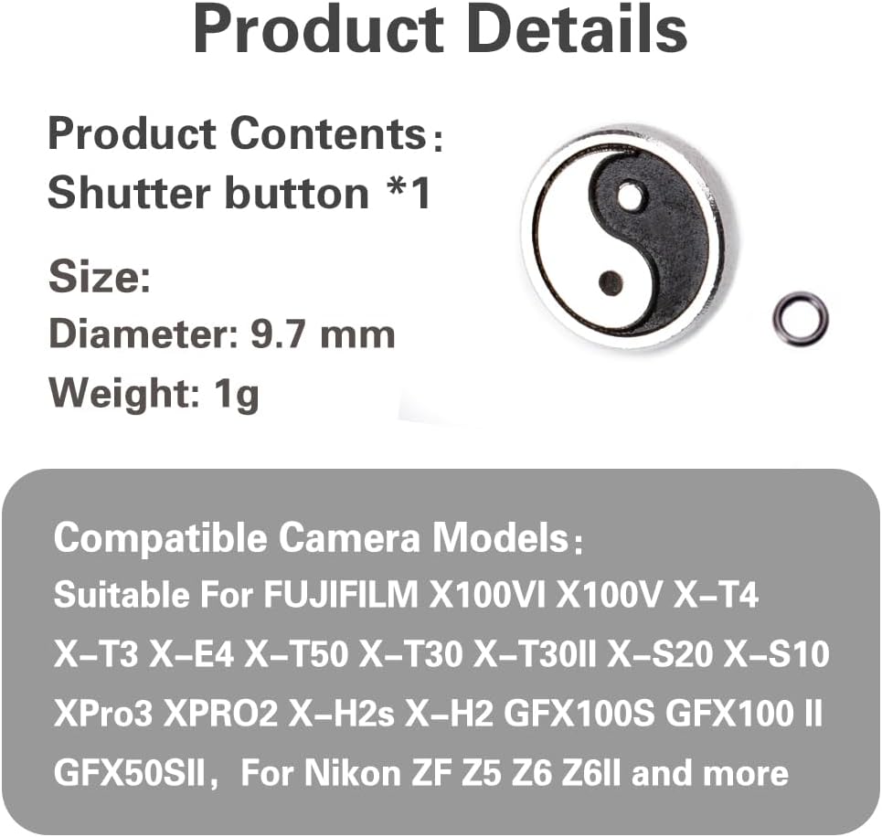 X-T5 X-T4 X-T3 X-T30 X-T30 X-T20 X-PRO3 X100VI X100V X-E4 X-E3 Camera Soft Release Button, Shutter Button for Fujifilm