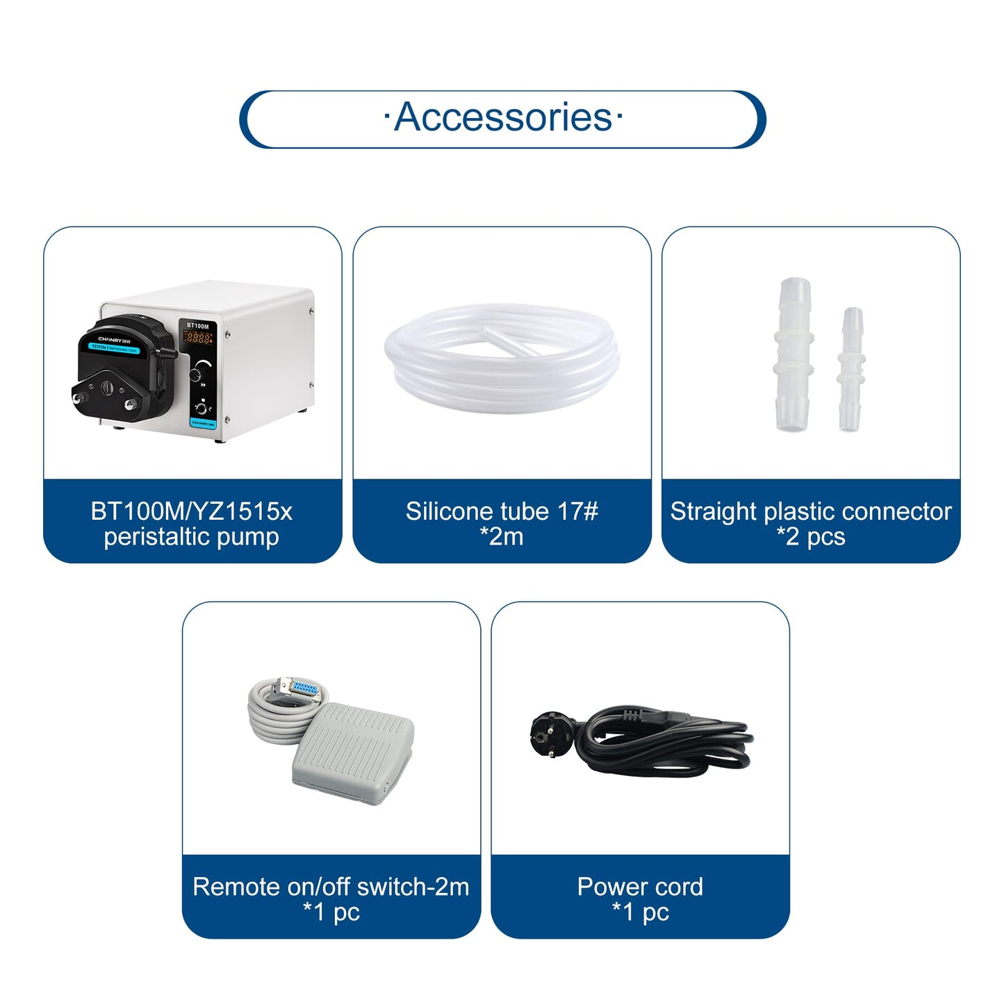 CHONRY BT100M/YZ1515x Peristaltic Pump 0.007-380ml/min High Flow Rate Digital Liquid Transfer Pump 4 Digit Ｄisplay RS485 with Peristaltic Tubing 110V-220V（110V)