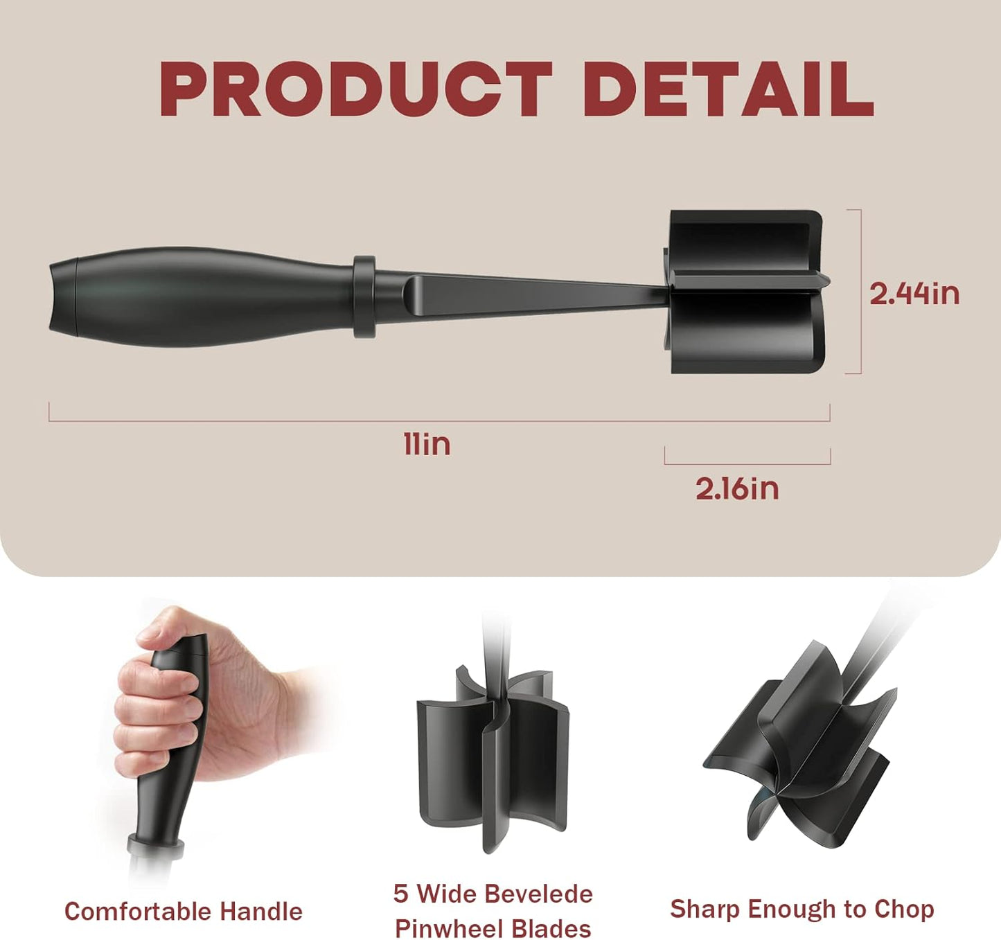 Skiennix Meat Chopper & Tenderizer Tool - Versatile Kitchen Essential for Perfectly Tender Meat