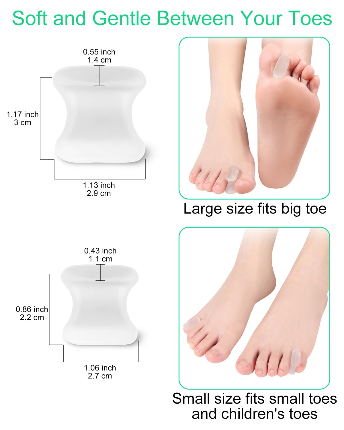 PGRODE 12 Pack Gel Toe Separators Silicone Toe Spacers for Women Men Bunion Corrector Toe Pain Relief, Toe Alignment, Soft Toe Spacer for Crooked Toes, Overlapping Toes, Hammertoe Correction (Small)