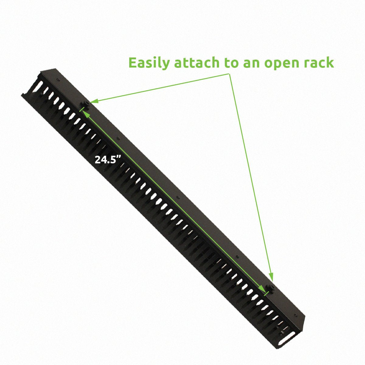 NavePoint 1 Channel Steel Vertical Duct Cable Manager with Plastic Tray Mount Buttons 68 Inches