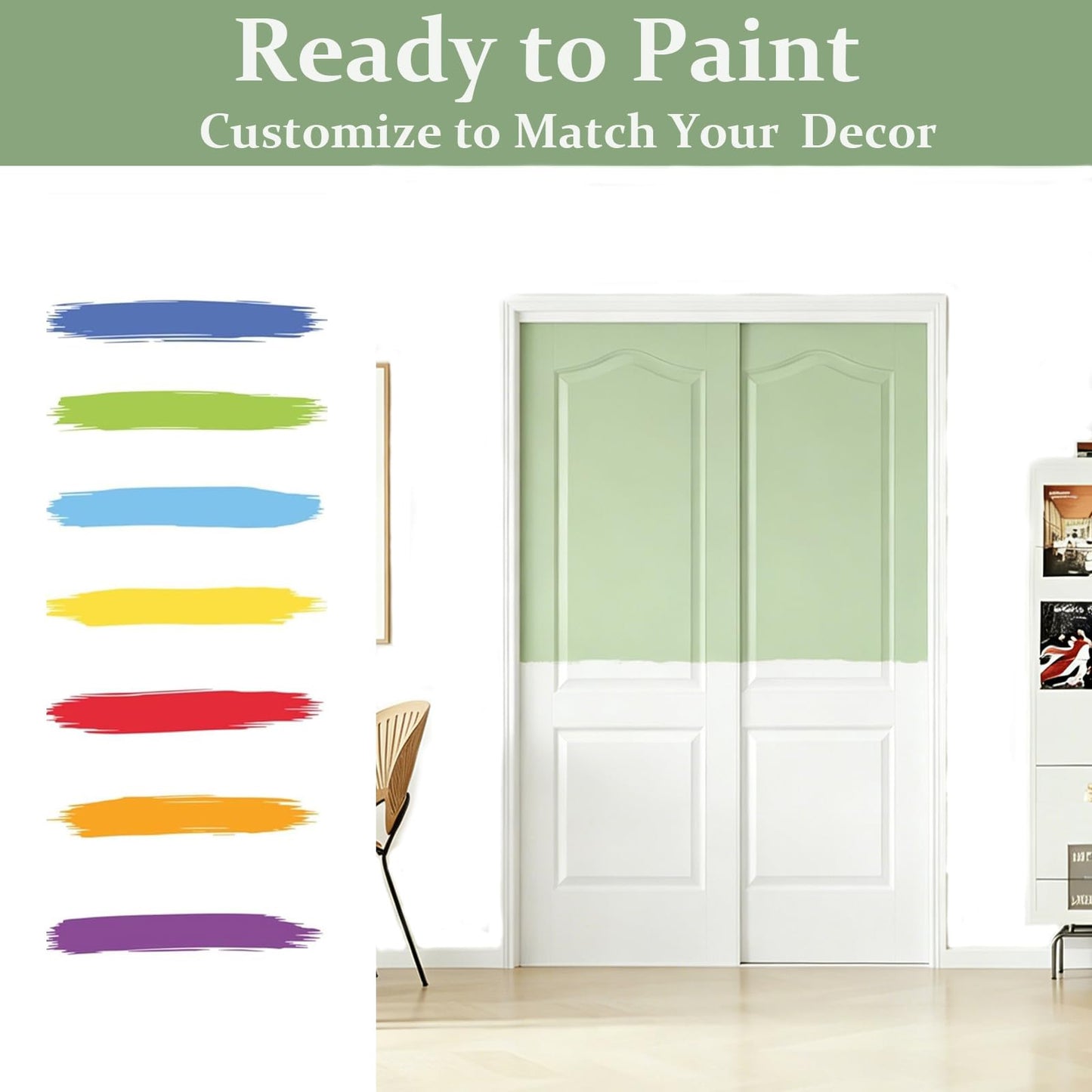 ARKHJEM Sliding Closet Door 60"(Double 31") x80, Raised Textured 2-Panel Hollow Core Bypass Closet Doors, Preassembled White Primed Paintable Door Panels with Top & Bottom Track Hardware Kit