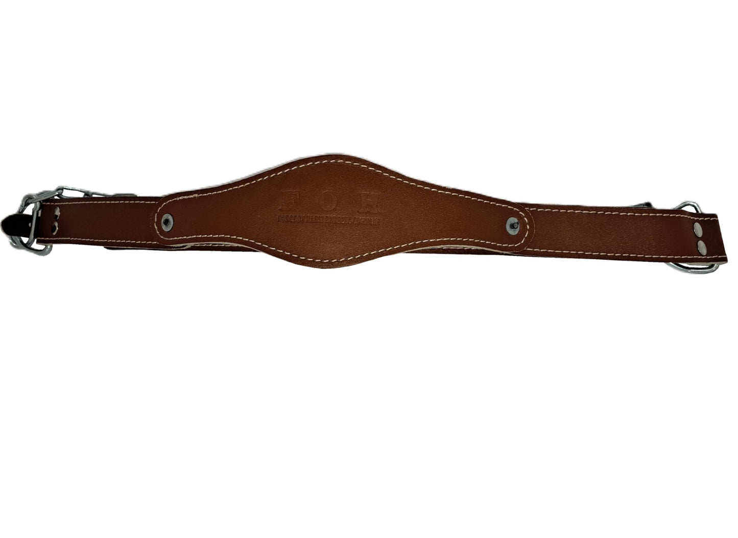 Force of Habit Head Harness Leather with 24 Inch Steel Chain, Brown, Padded, Adjustable Roller Buckle, Neck Strength Training Equipment (Brown)
