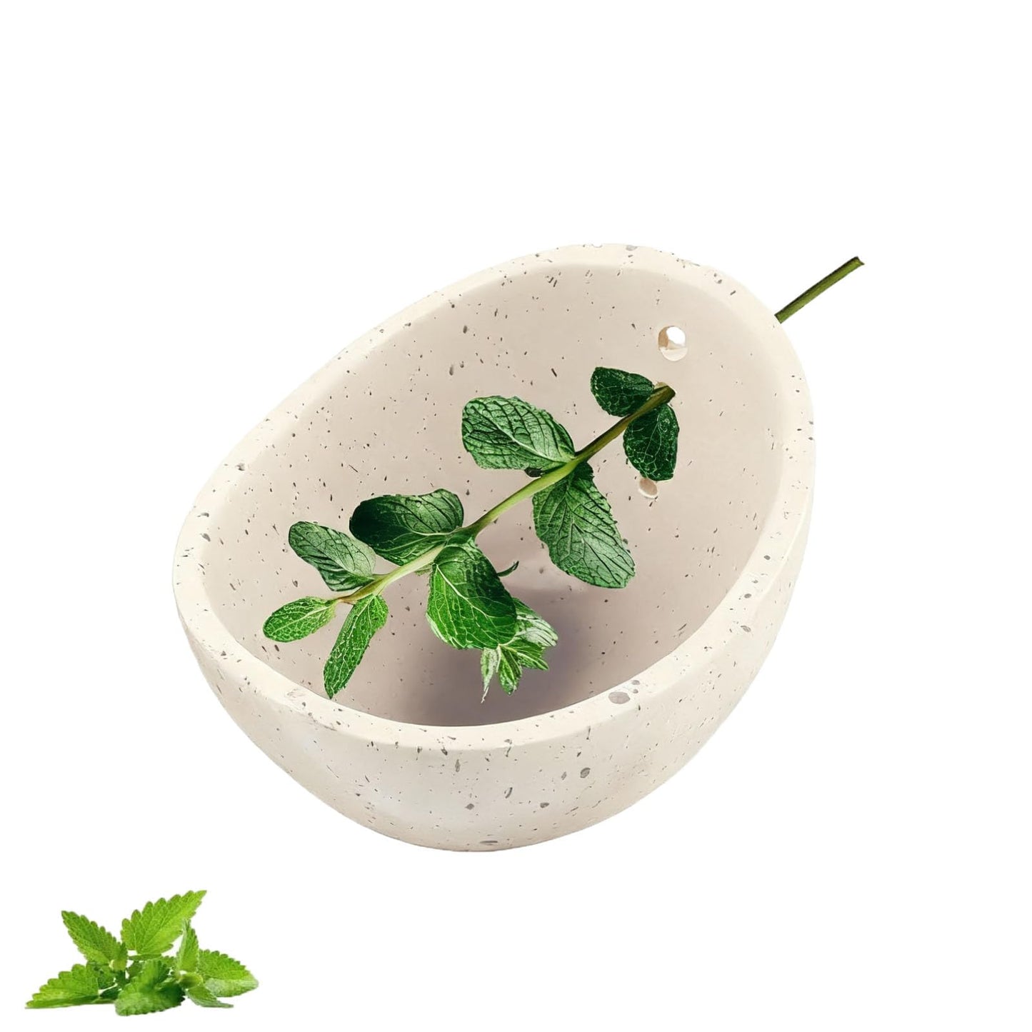 Ceramic Herb Stripper Bowl with Multiple Hole Sizes for Leaves and Stems, Small (white)