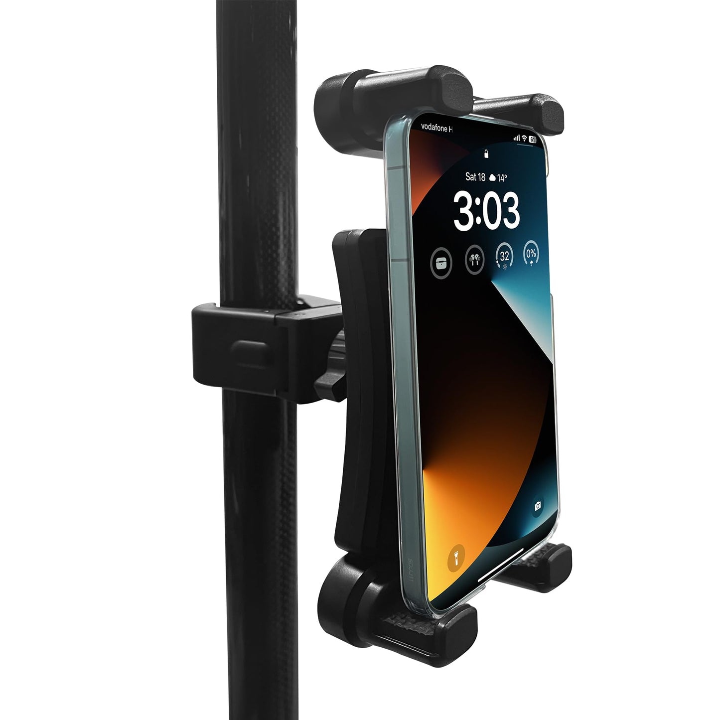 ACCRSNCH Universal Clamp-On Tablet & Phone Mount Holder for Surveying Pole Tripod, Boat Rail, Bike Handlebar, Treadmill & Microphone Stand, for iPad Pro, iPhone & More