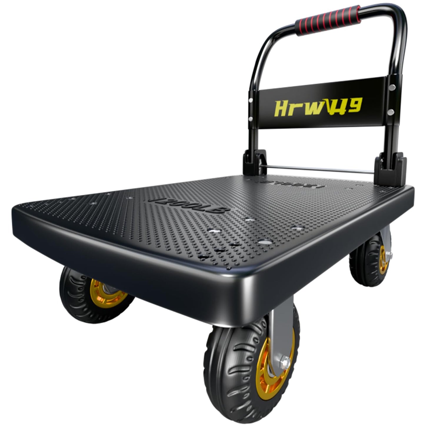 Hand Cart Dolly, Push Cart with 360 Swivel 5'' Wheels, 1200LBS Capacity, Dolly Cart with Wheels Warehouse Cart for Groceries, Garage, Warehouse - Black