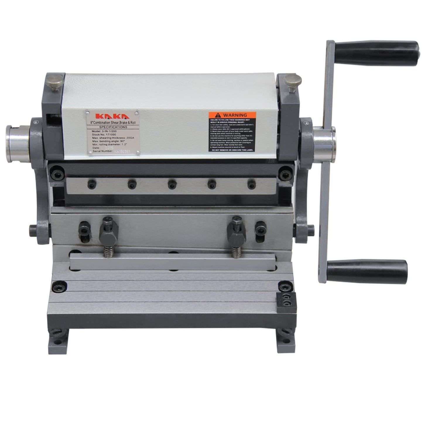 KAKA INDUSTRIAL Metal Brake,8-inch, 3-In-1 Combination Shear Brake Roll Machine,20-Gauge Shear, 90° |Slip Roll Machine for Bending Rolling 3-IN-1/8
