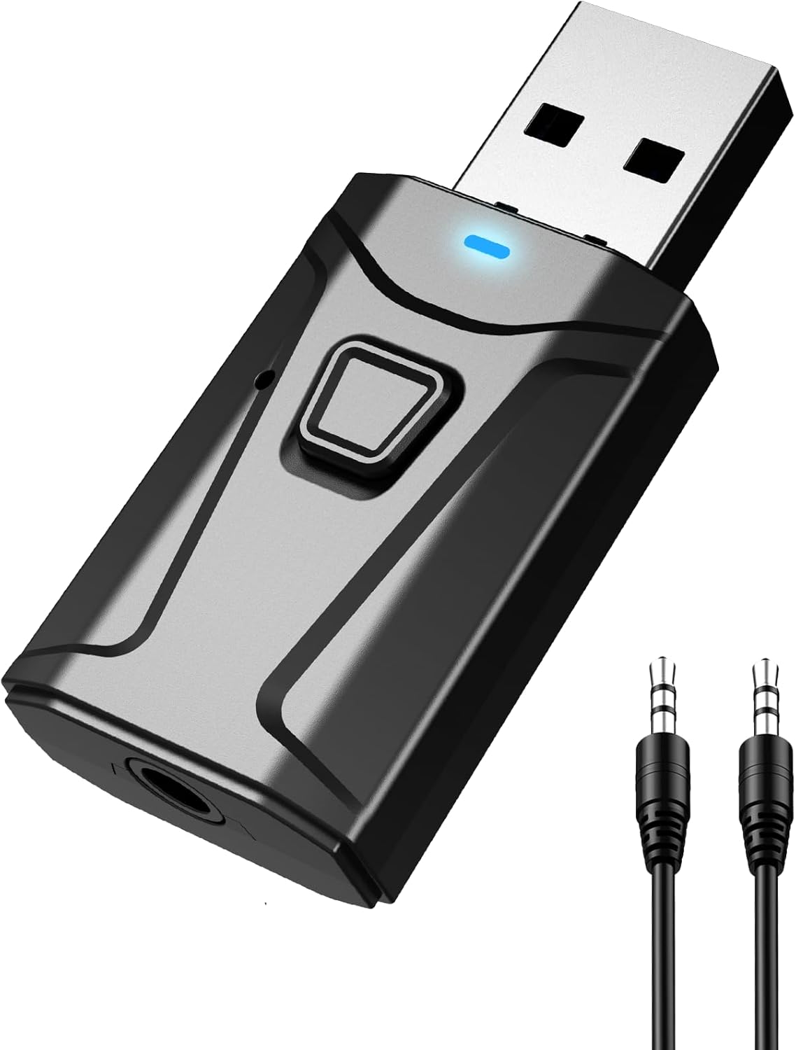 Tsnam 3.5mm USB Bluetooth Adapter for Car, Bluetooth Transmitter Receiver Plug & Play, AUX Wireless Audio Adapter