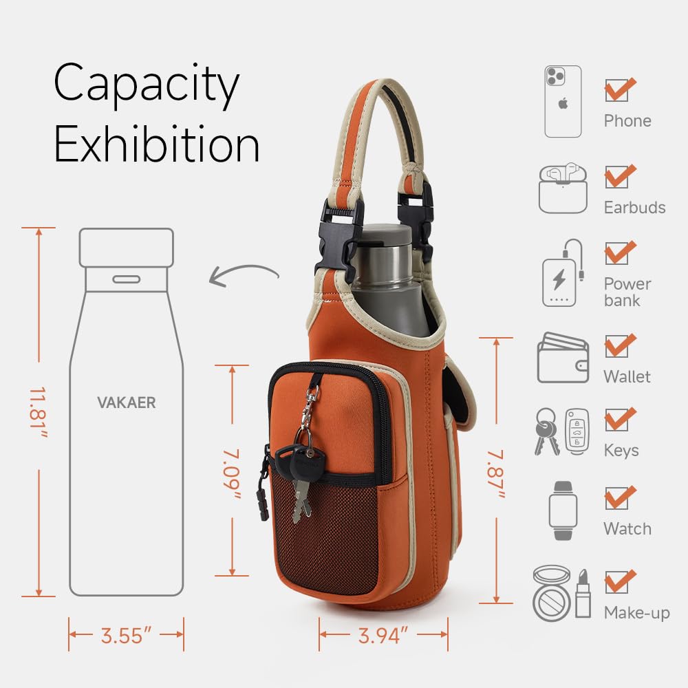 VAKAER Magnetic Gym Bag, Water Bottle Carrier Holder with Phone Pocket & Adjustable Strap,10 Ultra-Strong Magnets Stick to Fitness equipment, Workout Accessories Pouch for Women & Men
