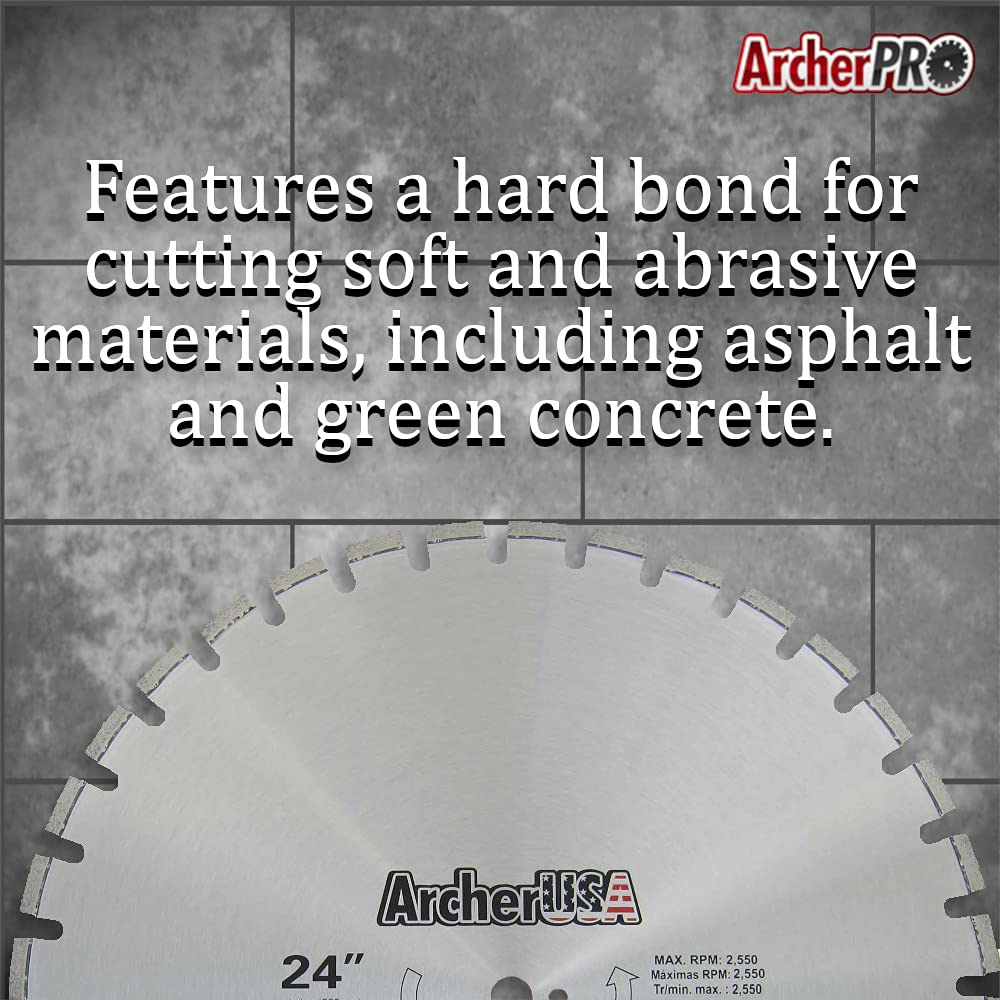 Archer Pro 24" Diamond Saw Blades for Fast Asphalt Cutting and Green Concrete Cutting