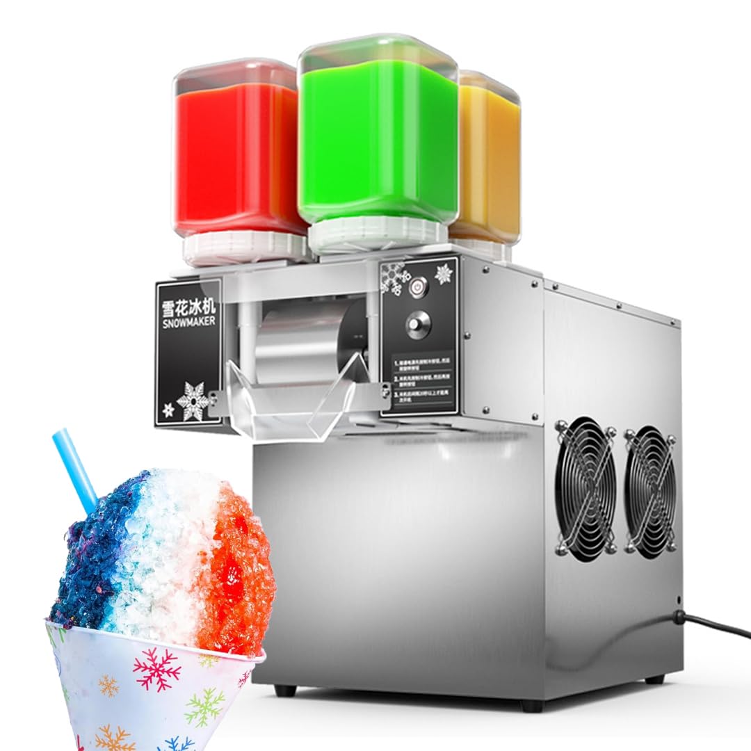 Kolice Commercial Electric Shaved Ice Machine,Snow Cone Shaver,Snow Flake Ice Machine-264 lbs/Day, 4 Feeding Buckets with Four Flavors for Choice by Manual, for Restaurant, Food Van, Desert Shops,etc