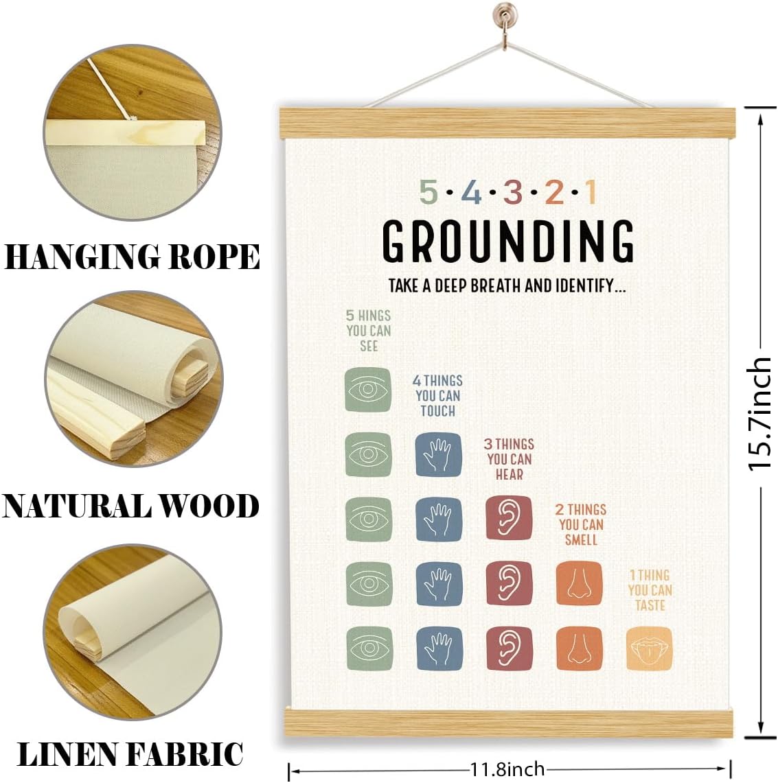 YGSDZY Grounding Technique Exercise Poster - Therapy Wall Art for Mental Health | Classroom Decor