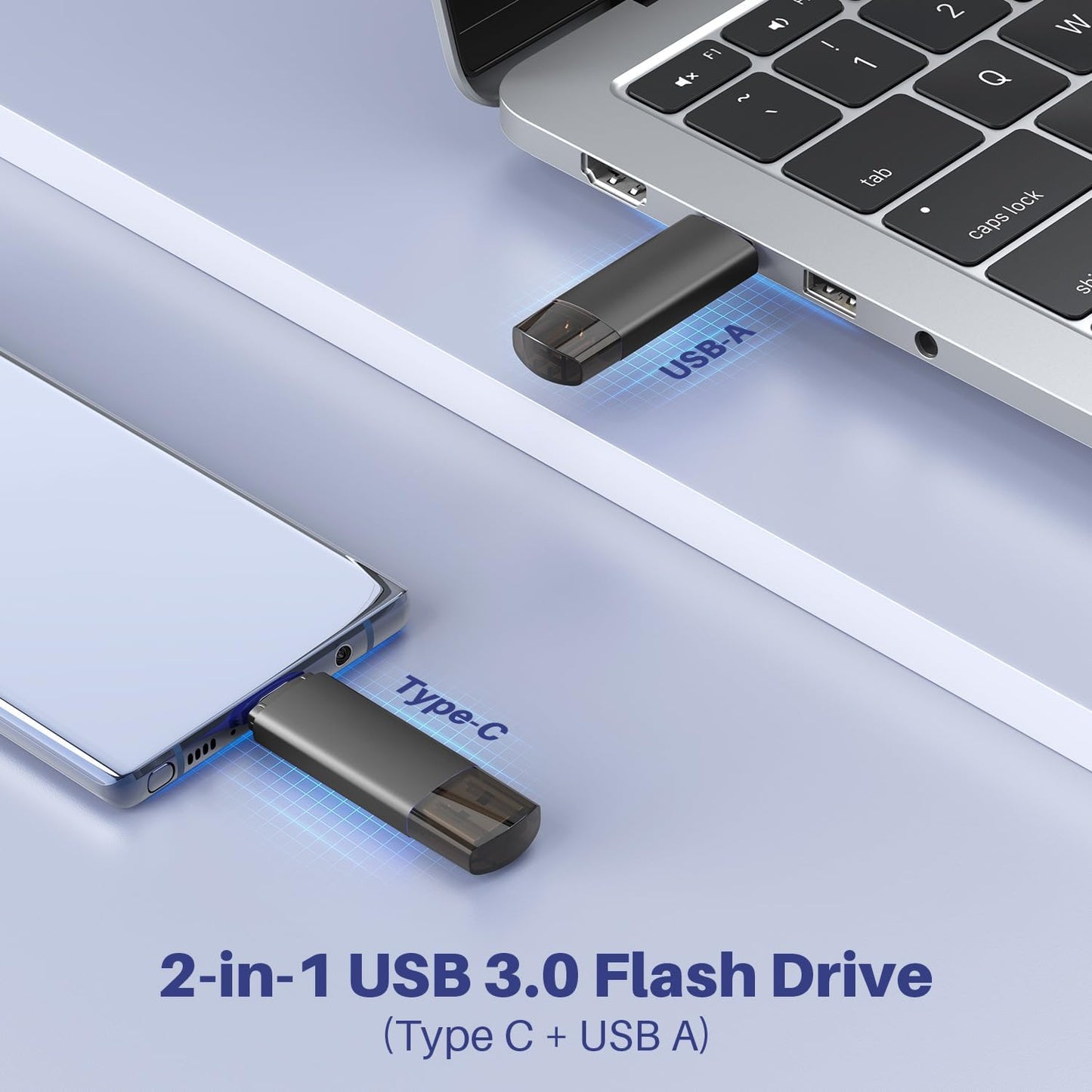 JOIOT 64GB 3.0 2-in-1 (2 Pack) USB C Flash Drive Dual USB Flash Drive Type C + USB A Portable Type-C Flash Drive USB-C
