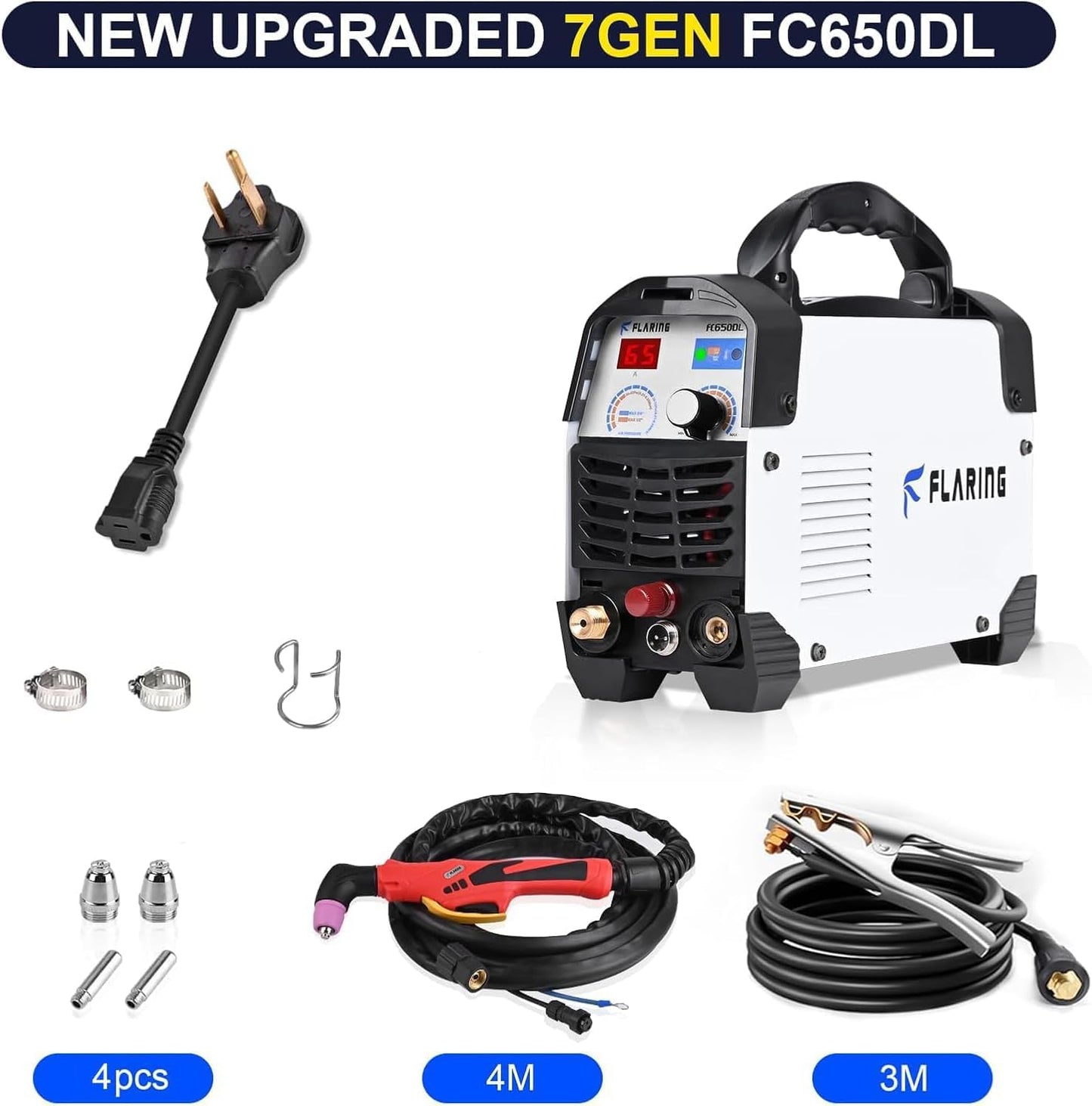 FLARING FC650DL Plasma Cutter 65 AMP Non Touch Pilot Arc Plasma Cutter Machine 120/240V Dual Voltage, High Frequency IGBT Inverter, 1/2"(12.7mm) Clean Cut 5/8"(16mm) Severance Cut with Consumable Set