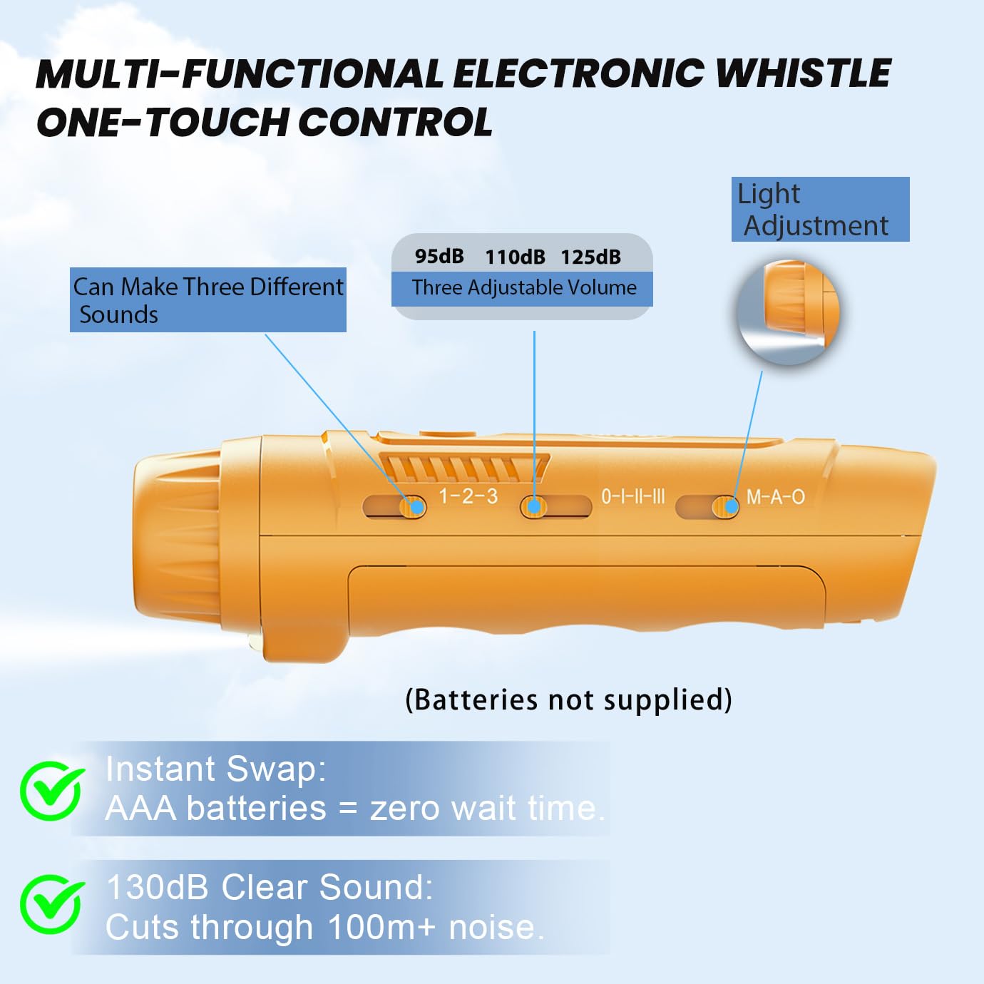 ZHT Electronic Whistle for Coaches, Referees, Teachers - 3 Tones & 3 High Volume, Battery Powered with Lanyard - Loud Sports Whistle for Volleyball Soccer, Outdoor Camping, Emergency Safety (Black)