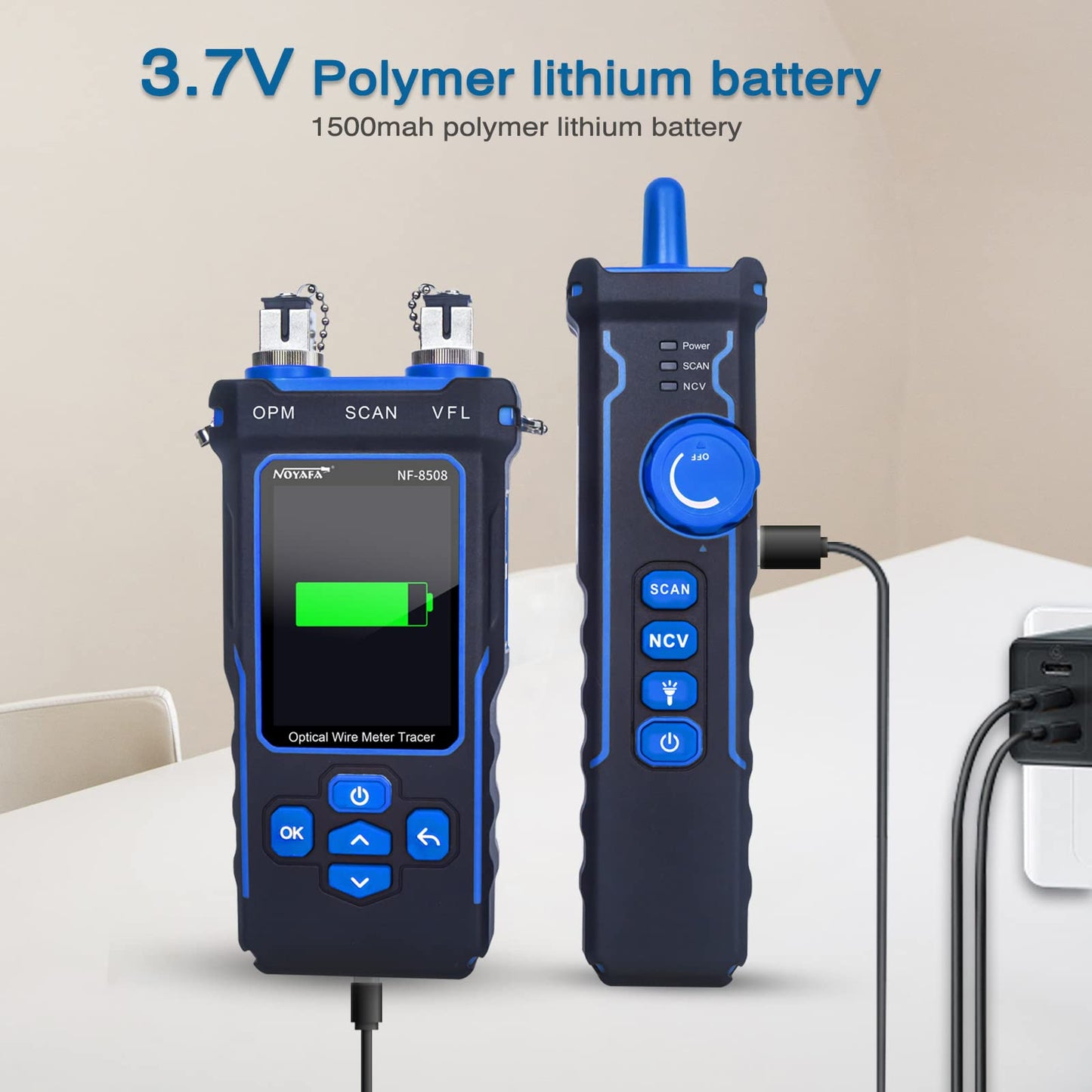 NOYAFA NF-8508 Network Cable Tester with Optical Power Meter, CAT5 CAT6 Cable Toner Ethernet Cable Tester, RJ45 Network Tester, VFL PoE QC Test Wire Tracer Port Flashing 200M Length Test