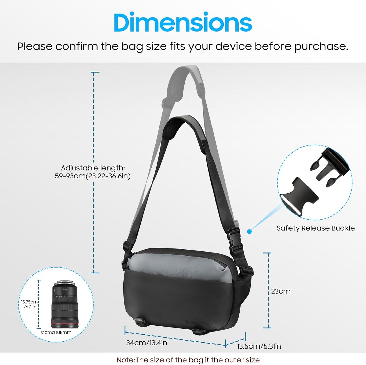 R50/R100/Sony A6400/Nikon Z6 FINTIE Camera Sling Bag for DSLR/SLR/Mirrorless, Waterproof Crossbody Camera Case