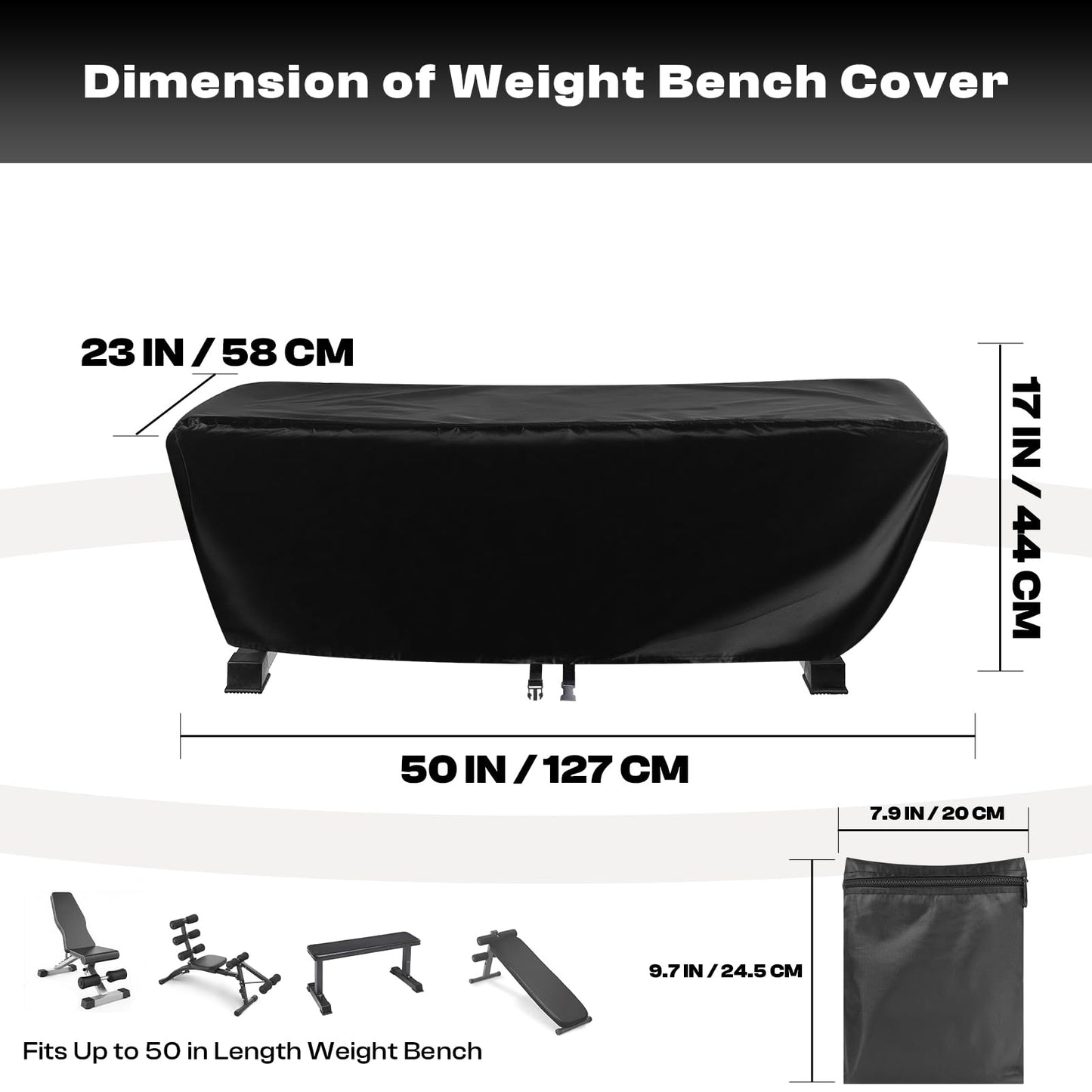 Weight Bench Cover, Heavy Duty 420D Oxford Exercise Workout Bench Cover Waterproof Outdoor，Home Gym All-weather Protective Covers Fit for Sit-up Board Flat Lifting Benches and Fitness Equipment Indoor
