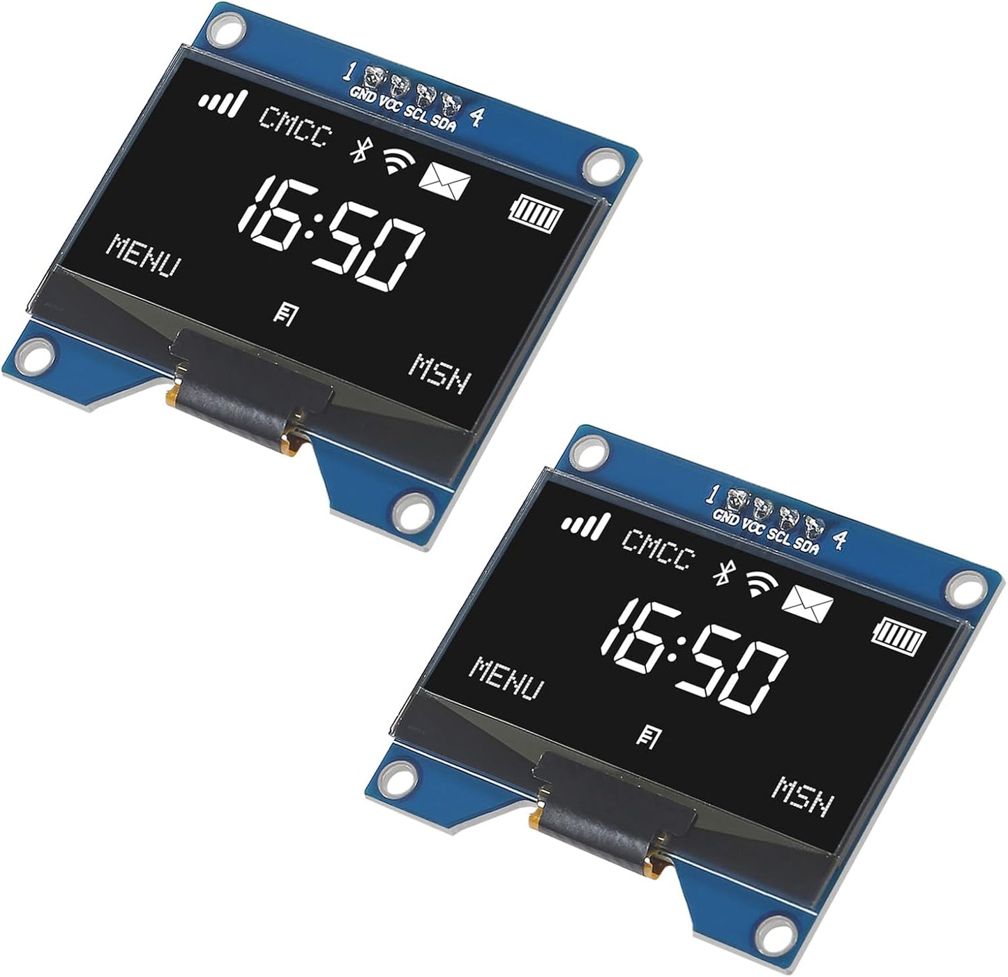 JUZITAO 2PCS 1.54 Inch 12864 128x64 SSD1309 OLED Module White Driver IIC Serial Display Board Module for Raspberry