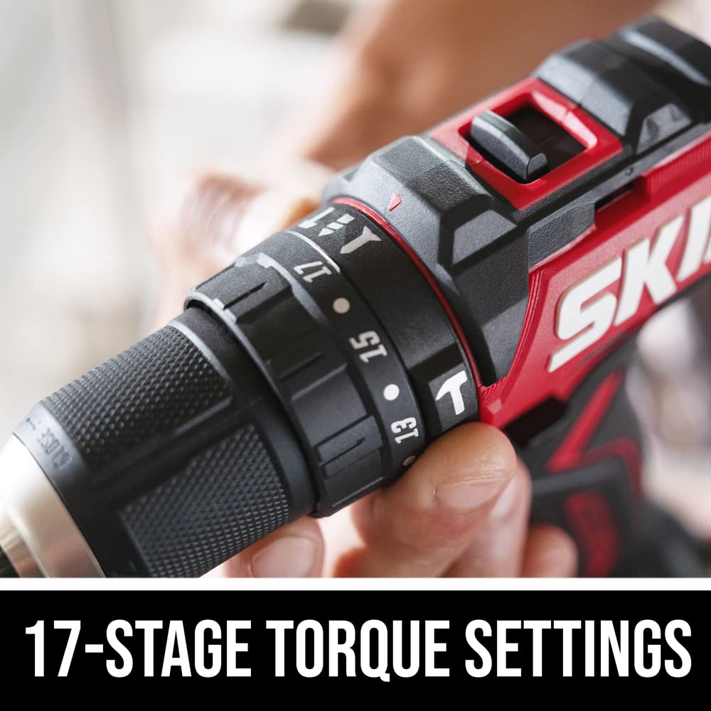 SKIL PWR CORE 20 Brushless 20V 1/2 in. Compact 3-in-1 Hammer Drill Kit with 1/2'' Single-Sleeve, Keyless Chuck & LED Worklight Includes 2.0Ah Battery and PWR Jump Charger - HD6294B-10
