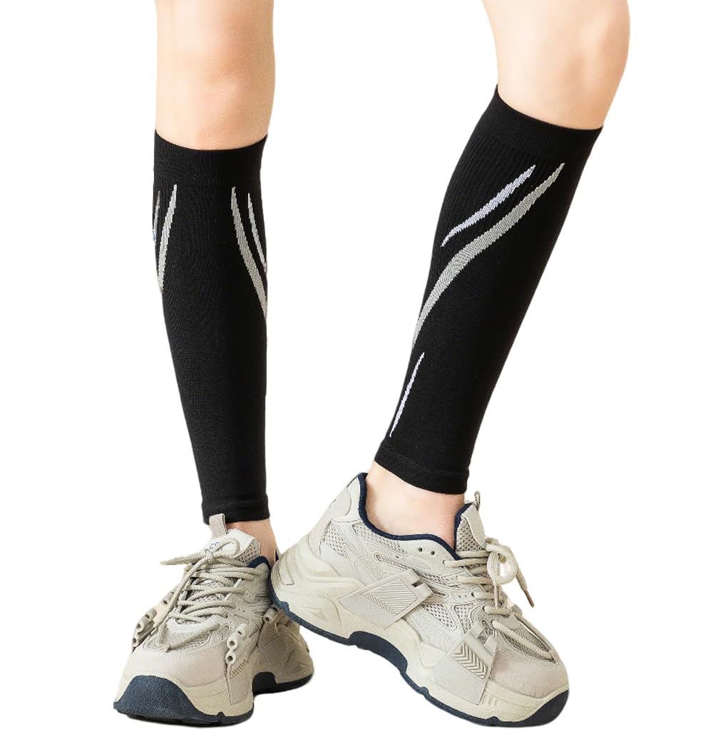 SUJAYU Leg Compression Sleeve Calf Compression Sleeve Women Compression Socks for Flying, Shin Compression Sleeve Shin Splint Relief (Black, S/M)