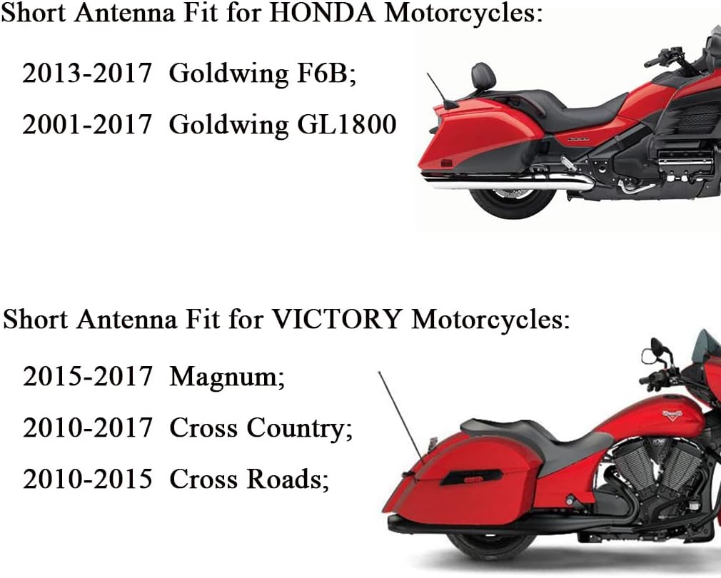 AMFRNE 7 Inches Motorcycle Short Antenna, Fit for Can-Am Spyder, Indian, Honda, BMW, Victory Select Motorcycles Models