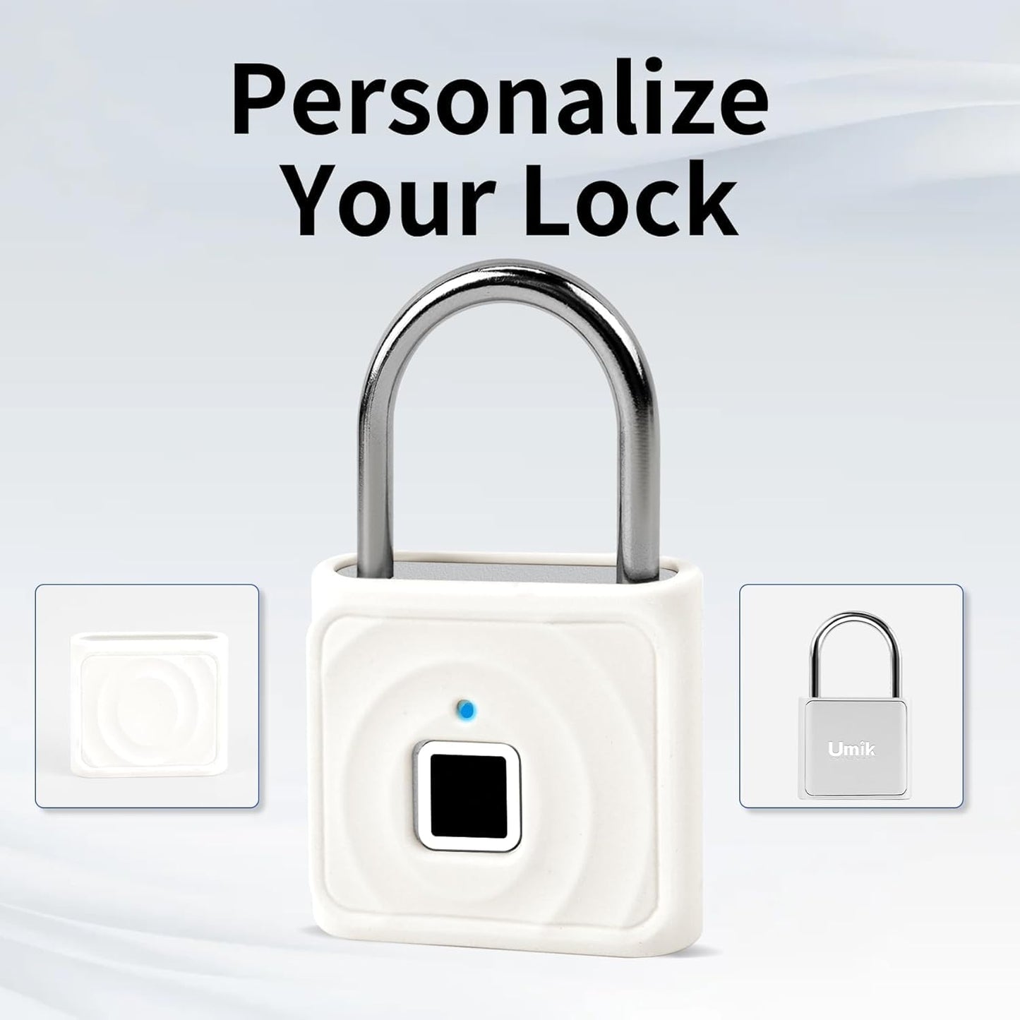 UMIKSMART Biometric Smart Lock, Keyless Fingerprint Padlock with USB Charging, Smart Lock Gift for Students, Gym Lockers, School Lockers, Luggage, Storage Boxes, Fences, Backpacks, Cabinets