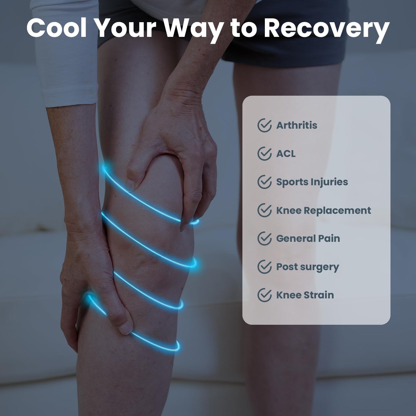 Knee Ice Pack Wrap (1 Pack) - Adjustable Ice Pack for Knees Surgery, Replacement, Arthritis Pain, ACL, Sports Injuries, Post Surgery, for Long Duration - 1 Pack