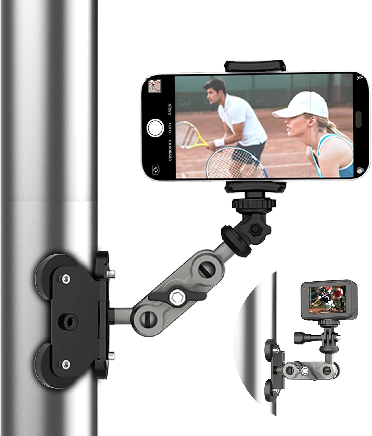 Lupholue 4 Magnetic Camera Mount with Super Magnets, Universal Metal Surface Mount Sports Video Recording Kit Dual Ball