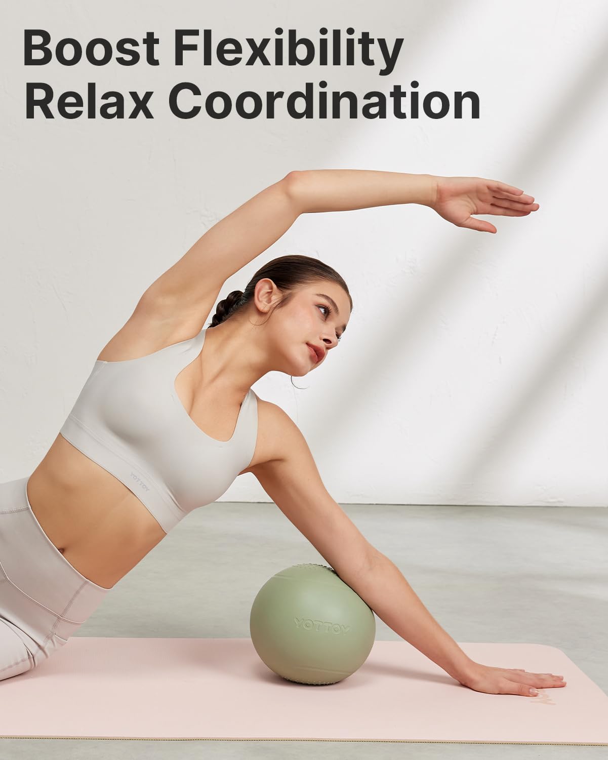 YOTTOY Small Exercise Ball，9-inch Pilates Ball with Anti-Burst Technology for Stability, Ideal for Yoga, Pilates, Physical Therapy & Home Workouts (Green)