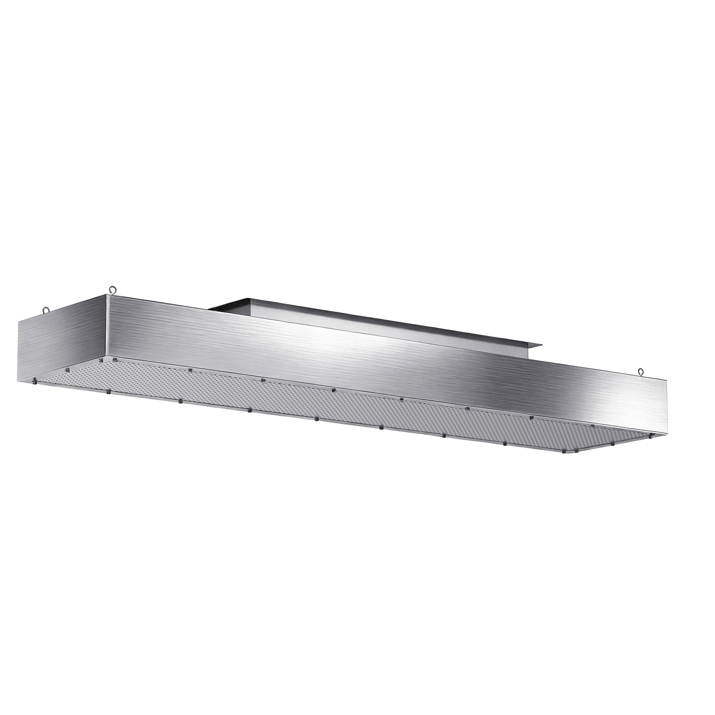 6ft Perforated Supply Plenum for Commercial Exhaust Hood–Makeup Air Hood Stainless Steel Air Supply Plenum with Microplate, Lifting Lugs & Single Exhaust Port
