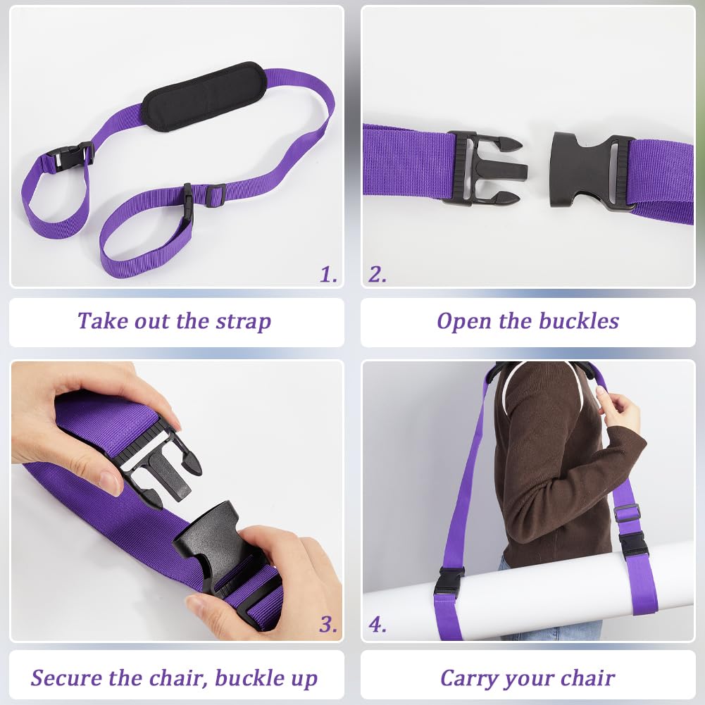 GORGECRAFT Scooter Straps Adjustable Carrying Strap with Non-Slip Shoulder Pad Blue Violet Beach Chair Replacement Universal Carry Strap Yoga Mat Sling Holder for Camping and Outdoor Backpack