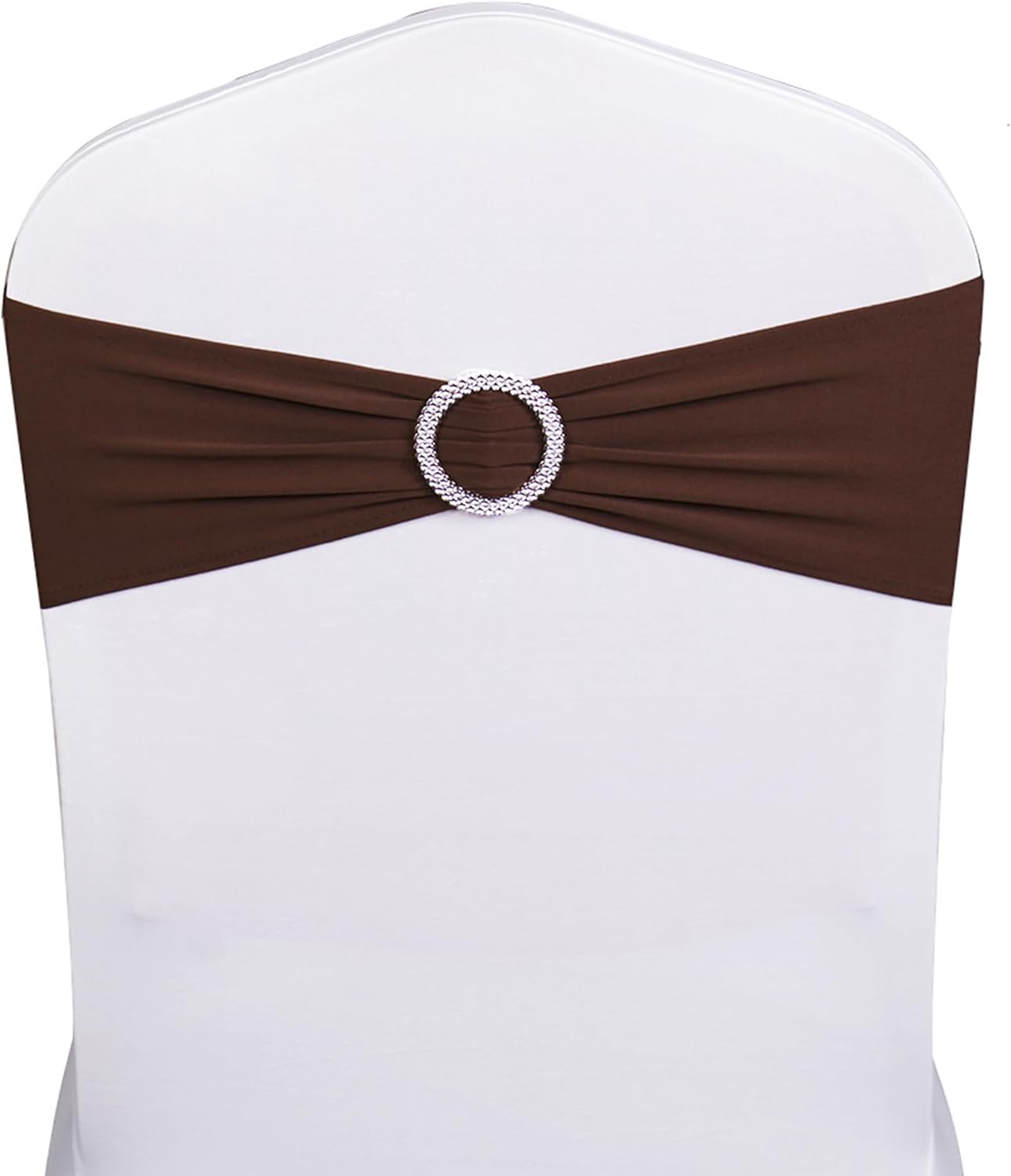 Skiennix Spandex Chair Sashes - Pack of 50 Chocolate Brown Wedding & Party Decorations