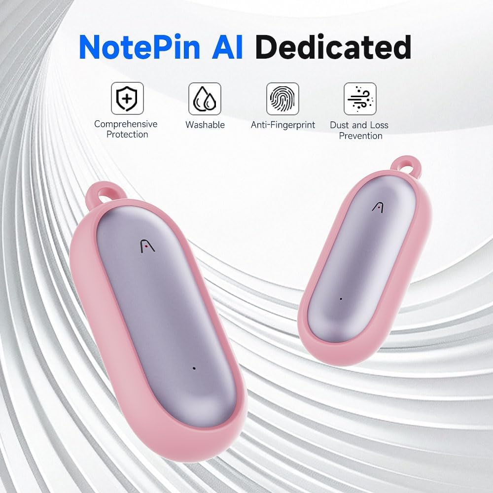 Tedubax Silicone Case PLAUD NotePin AI/NotePin S Voice Recorder Accessories with Lanyard - Pink