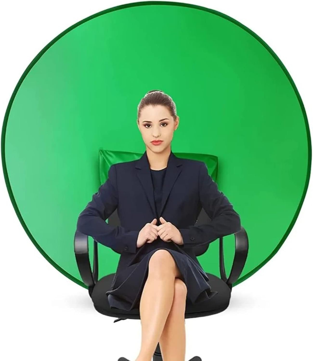 Denash 56" Green Screen Backdrop, Diameter Foldable Green Background, Portable Webcam Background for Video Chats