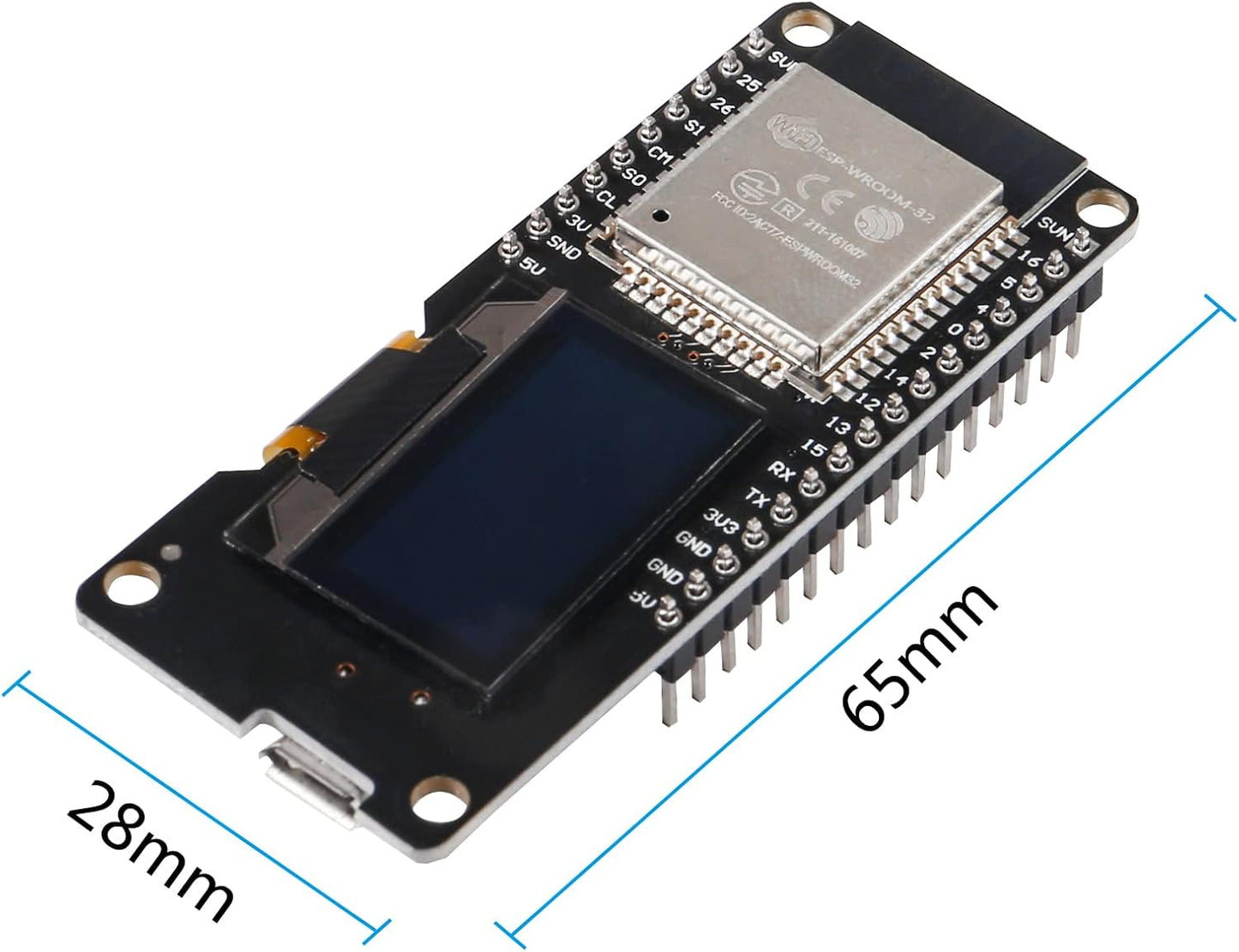 AITIAO 2PCS 0.96" ESP32 ESP32 2.4GHz D1 OLED Display WiFi Bluetooth Dual Mode Development Board Display for Wemos AP