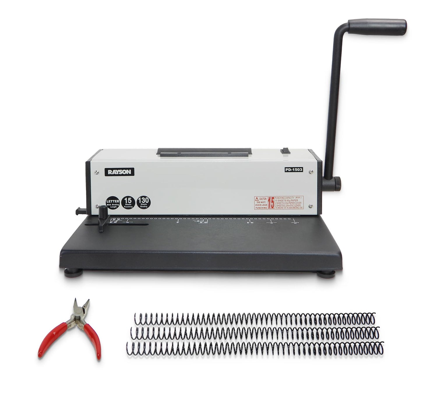 Rayson PD-1503 Coil Binding Machine 43-Hole 4:1 Spiral Binder with Inserter