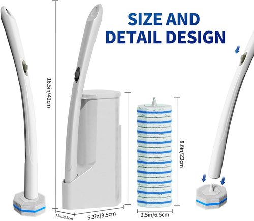 Hohoky Disposable Toilet Brush System - Wall Mounted Cleaning Kit with 60 Replacement Pads