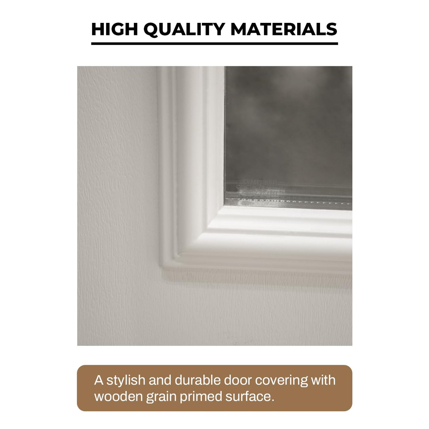 Fiberglass Exterior Front Door 36 x 80'', 8 Lite Low-E Glass Left-Hand Inswing Woodgrain Primed Knock-Down Entry Door with 4-9/16'' Brickmould and Vinyl Frame Included