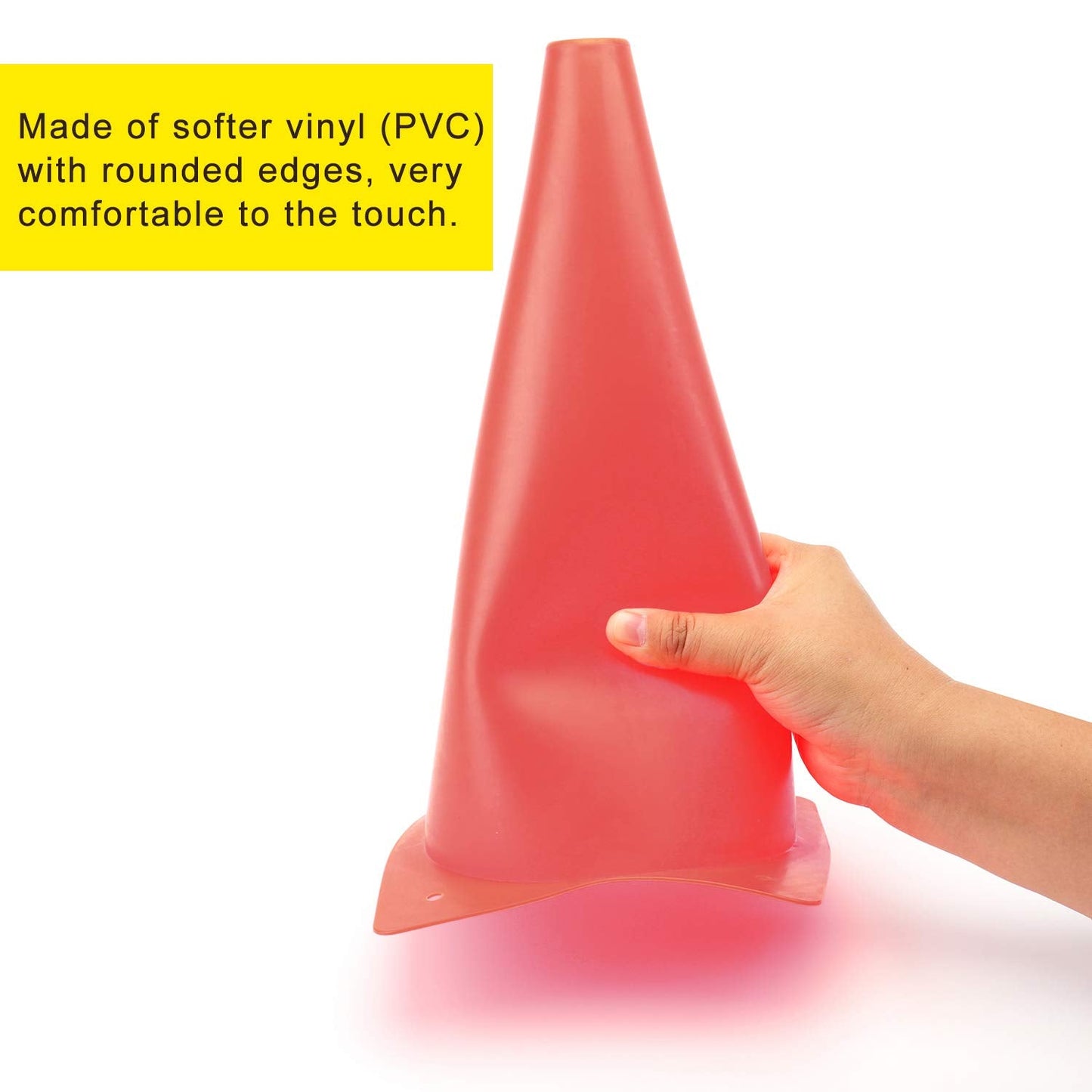 Fragraim 12 Inch Red Traffic Training Cones, Plastic Safety Parking Cones, Agility Field Marker Cones for Soccer Basketball Football Drills Training, Outdoor Sport Activity & Festive Events - 12 Pack