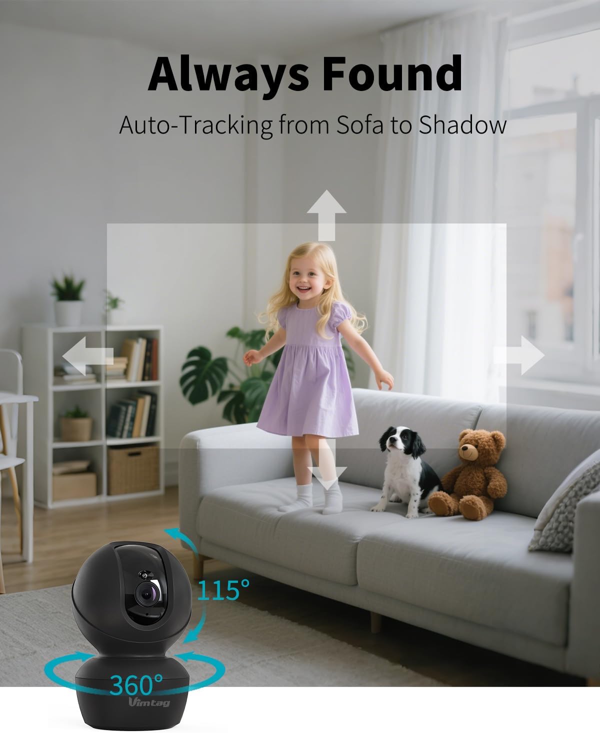 VIMTAG 5G 4MP 2 Pack 360 2-Way Security Camera Indoor, Dog Camera with Speaker Motion Tracking, IR Night Vision, Indoor